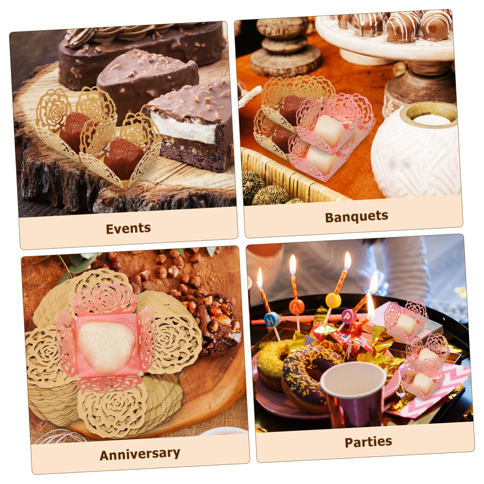 PRETYZOOM 4 Juegos Estallido Vajilla Junta Transatlántico Bol Decoración Fiesta Decoración Cumpleaños Paleta Chocolatinas Suministro De Fiesta Pequeñas Tazas De Chocolate Papel 100 Uds * 4