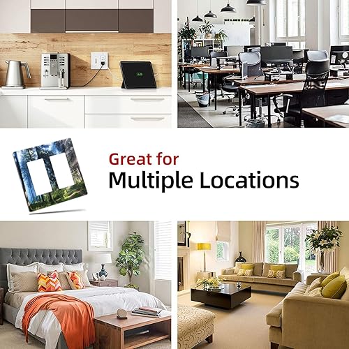 Vista 88 de Placa de pared con interruptor de luz de doble interruptor de pared para niños, diseño de dinosaurio, galaxia, espacio exterior, planeta, nebulosa