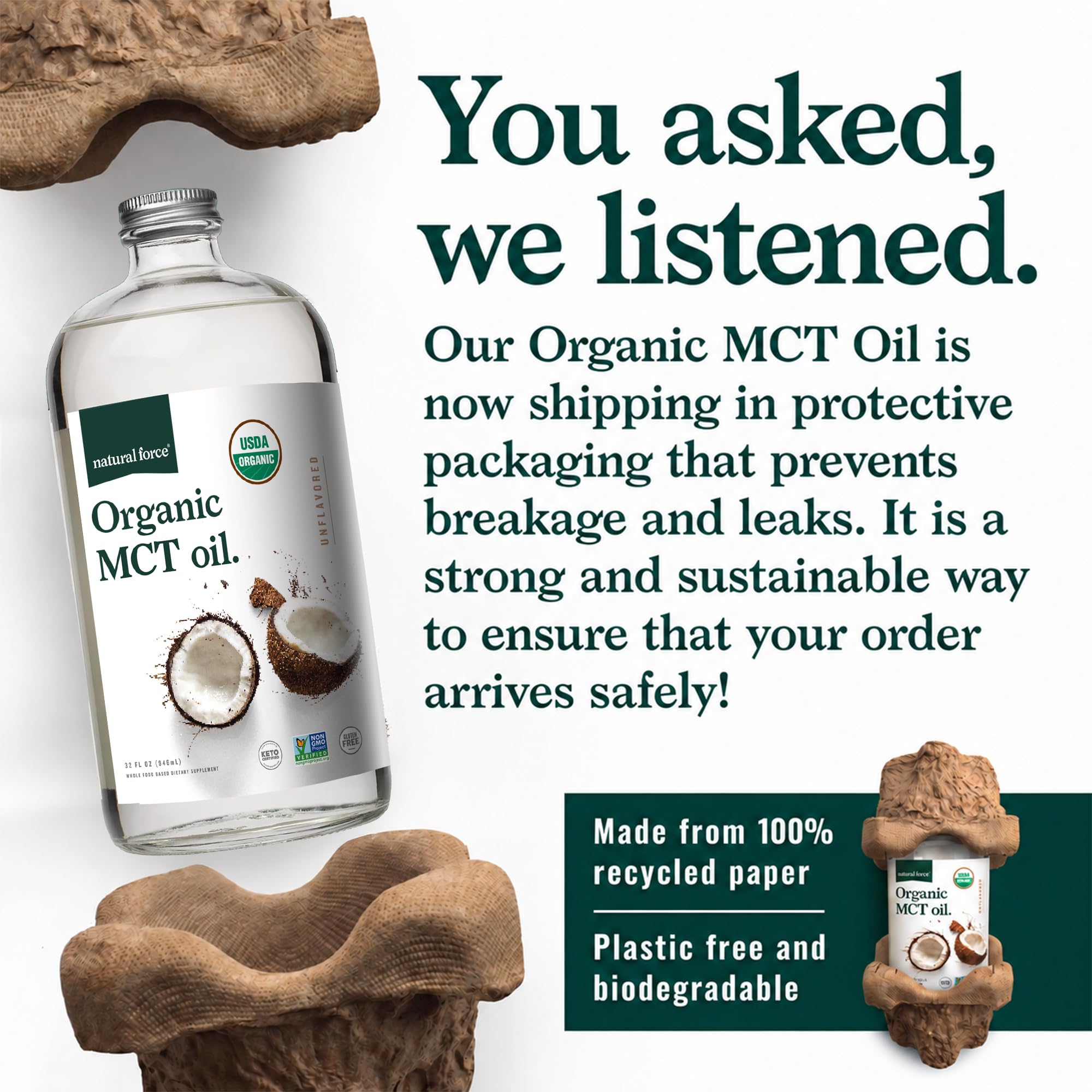 Natural Force Organic MCT Oil – Pure Glass Bottle – Made from 100% Virgin Coconut Oil + Certified Keto, Paleo, Kosher, Vegan & Non-GMO – Lab Tested for Quality and Purity - 32 Ounce — Amazon image 7
