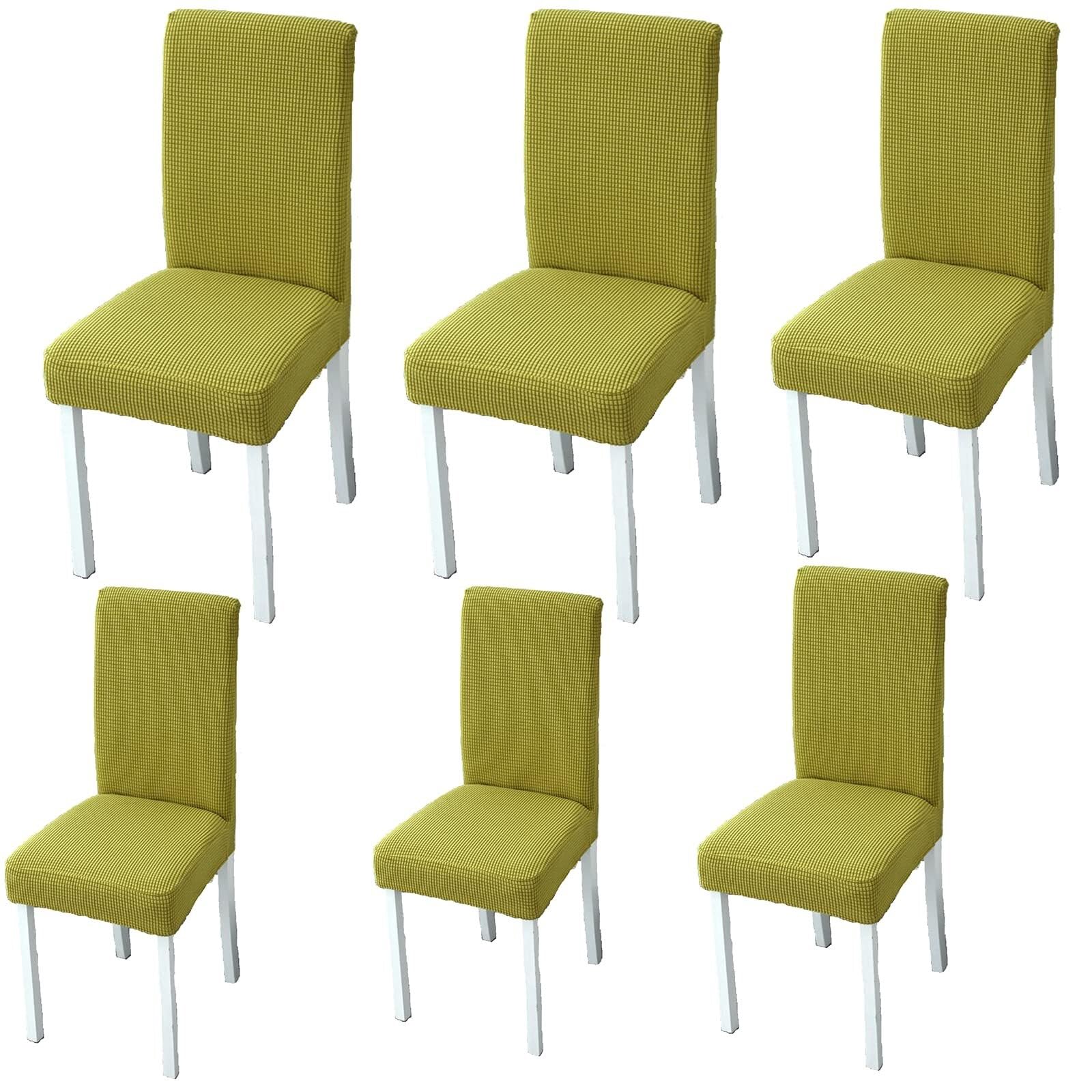 NMVAWIPT Stretch Dining Chair Slipcovers Covers Removable Kitchen Protector For Room Hotel Wedding Banquet Corn(52#,6pcs)