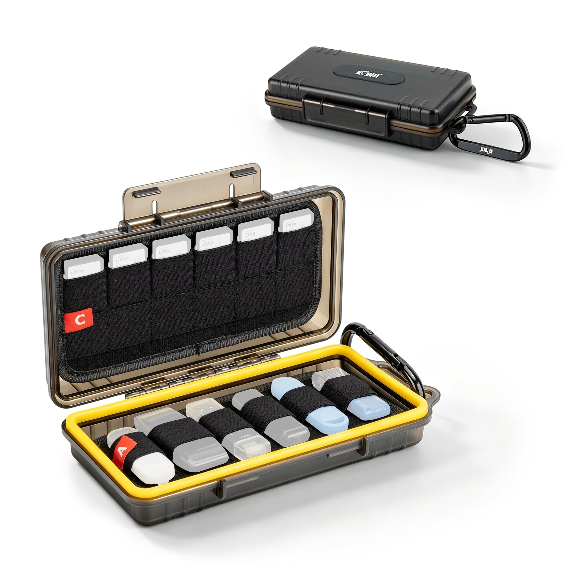 JJC Hard Flash Drive SD Card Case Holder for 12 USB Type A/C & 24 SD Cards