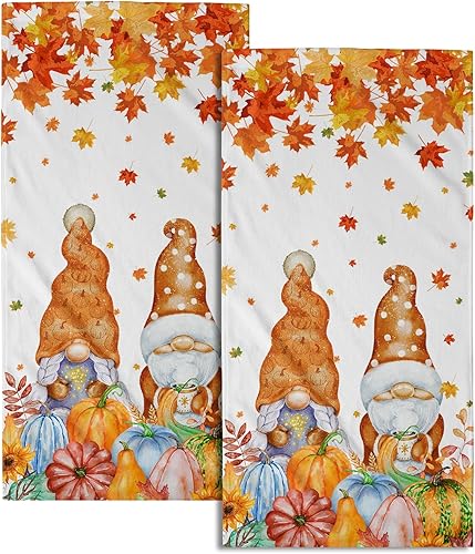 Vista 194 de Giwawa Juego de 2 toallas de mano de hojas marrones, toallas de baño bohemias suaves y delgadas, altamente absorbentes, decorativas, para cocina