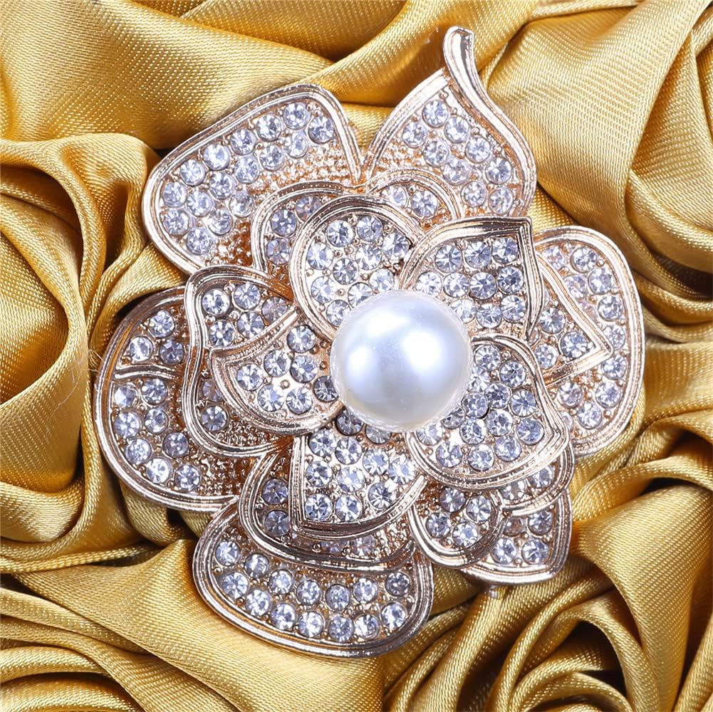 Sharebeauty 7.1" Handmade Satin Rose Bridal Bouquet Toss Round Wedding Bouquet Throw Toss Artificial Flower Bunch Pale Gold