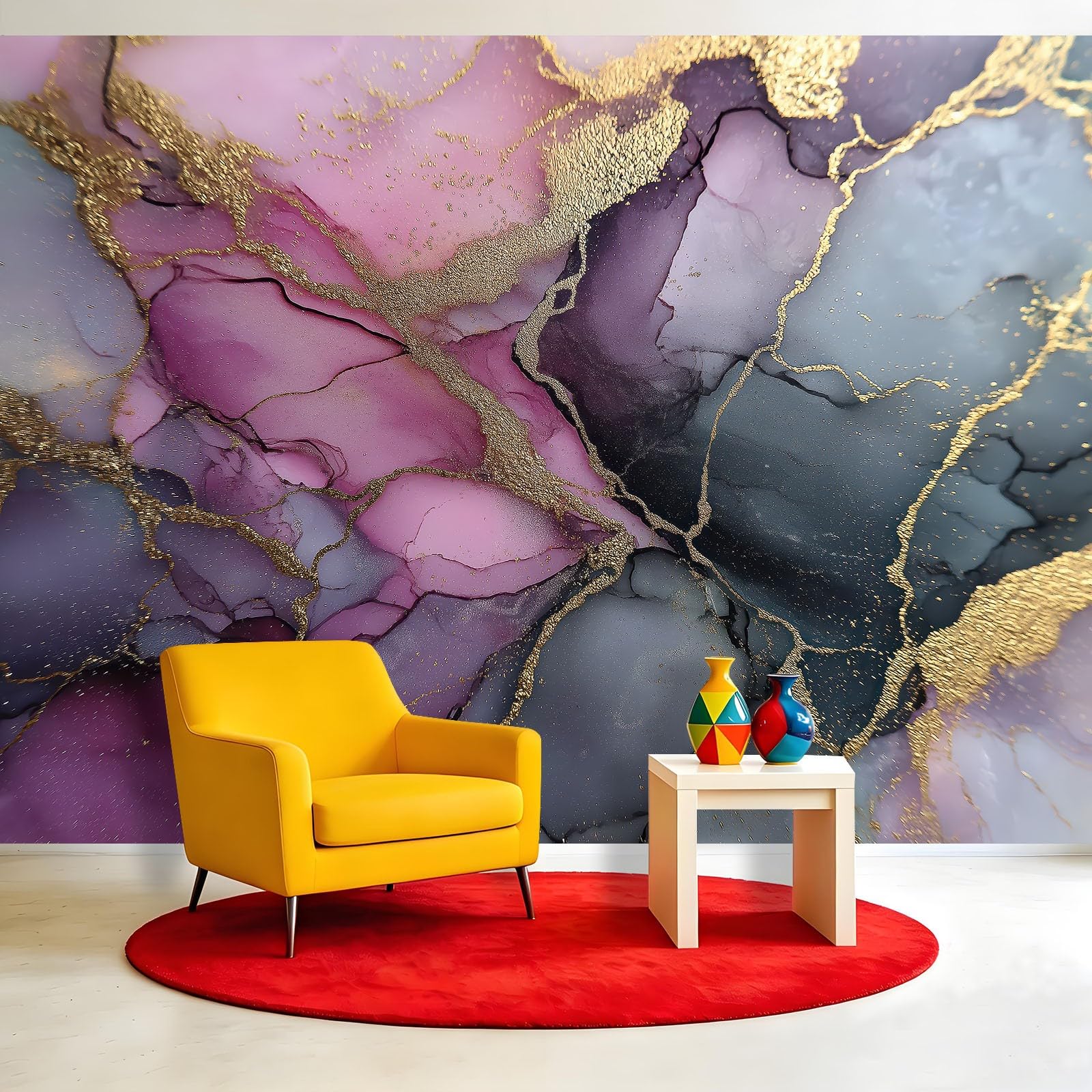 Papel pintado fotográfico para salón, mármol, grietas doradas, 250 x 175 cm, estilo moderno, impresión 3D, papel pintado no tejido, papel pintado de pared para dormitorio, habitación infantil, fondo