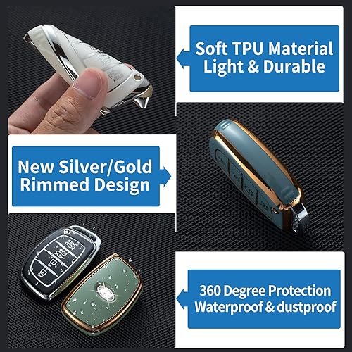 Miniatura 4 de Compatible con funda para llavero Hyundai con cordón de cuero, Blanco