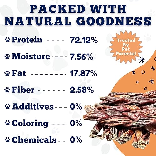 Miniatura 5 de Amazing Dog Treats - Palo de gollet trenzado de 6 pulgadas (8 unidadespaquete) - Golosinas para perros con esófago de carne de res