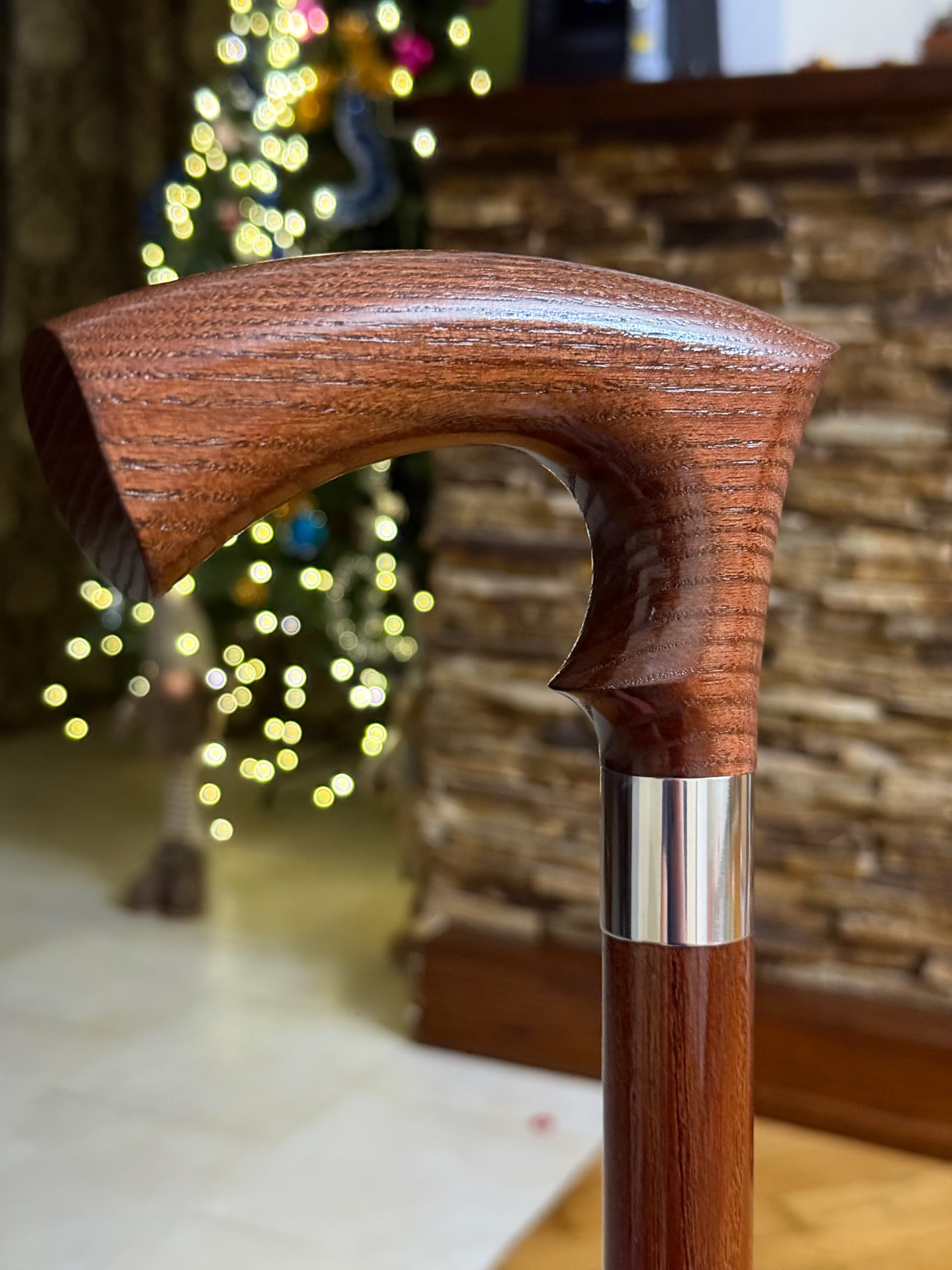 Dr. Watson Classic Duke Walking Stick – Handcrafted Ash Wood Cane with Polished Stainless Steel Collar