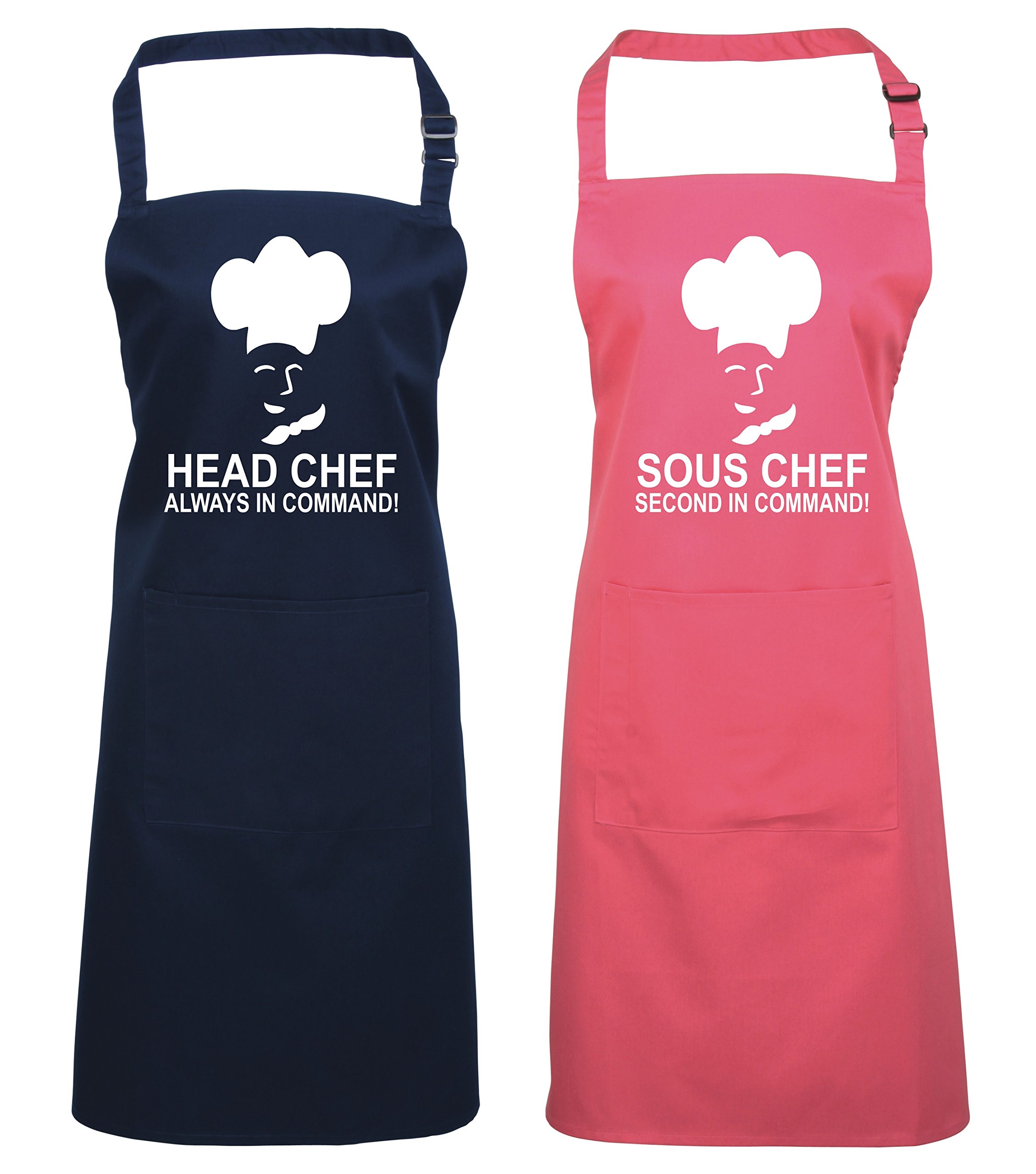 Edward Sinclair Navy & Fuchsia Navy Headchef & Fuchsia Sous Chef | Matching Apron Gift Set
