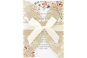 Premium 50-Piece Gold Laser Cut Invitations for Weddings and Elegant Events