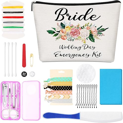 Miniatura 1 de Kit floral de emergencia de boda para novia, juego de supervivencia de boda con bolsa de maquillaje, kit de despedida de soltera, regalo de regalo