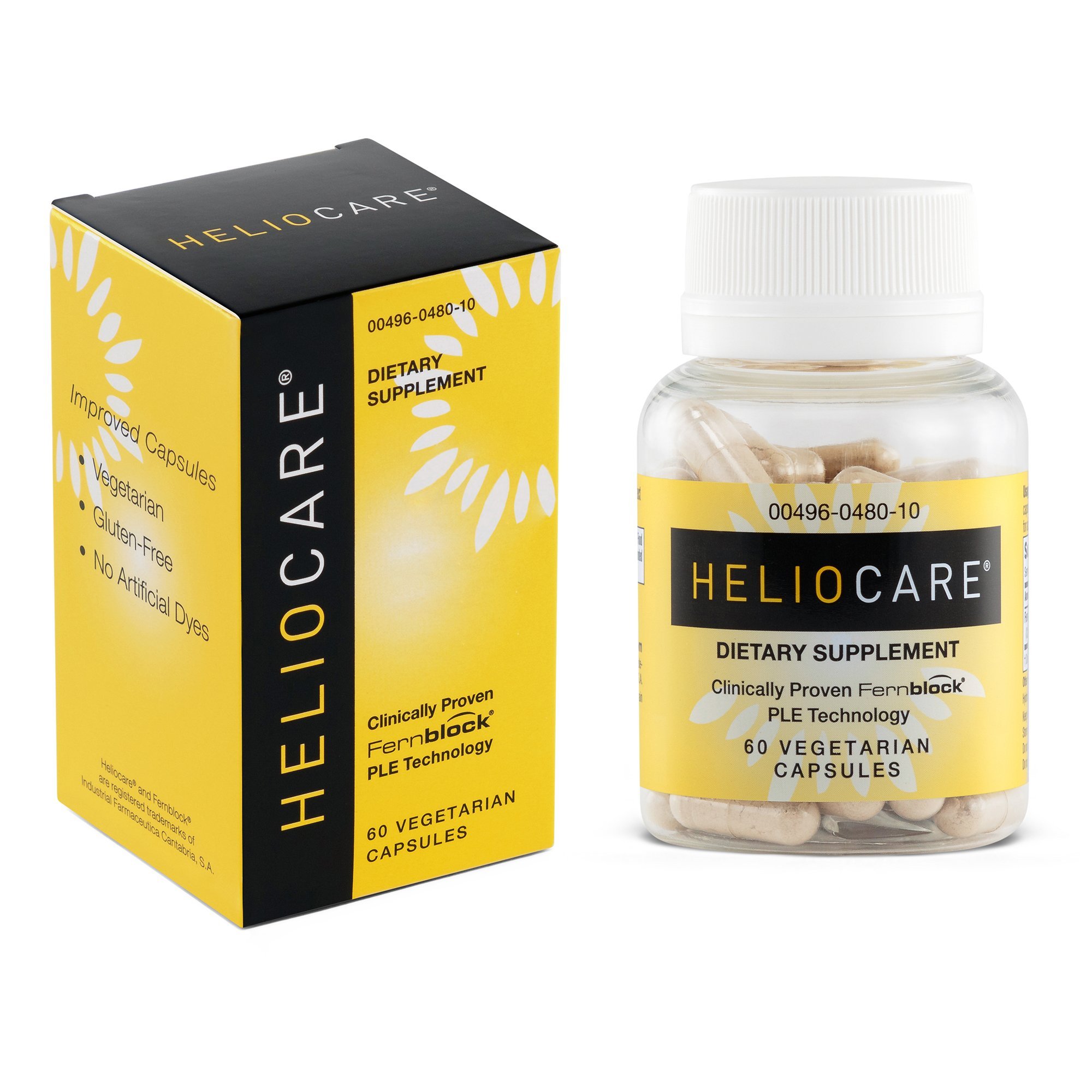 Heliocare Skin Care Dietary Supplement: 240mg Polypodium Leucotomos Extract Pills - Antioxidant Rich Formula with Fernblock and PLE Technology - 60 Veggie Capsules
