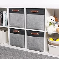 Vista 6 de Temary Cube Storage Baskets 13 X 13 X 13 Fabric Storage Bins for Toys, Large Baskets Organization with Handles, Bins for Organizing Towels, Black