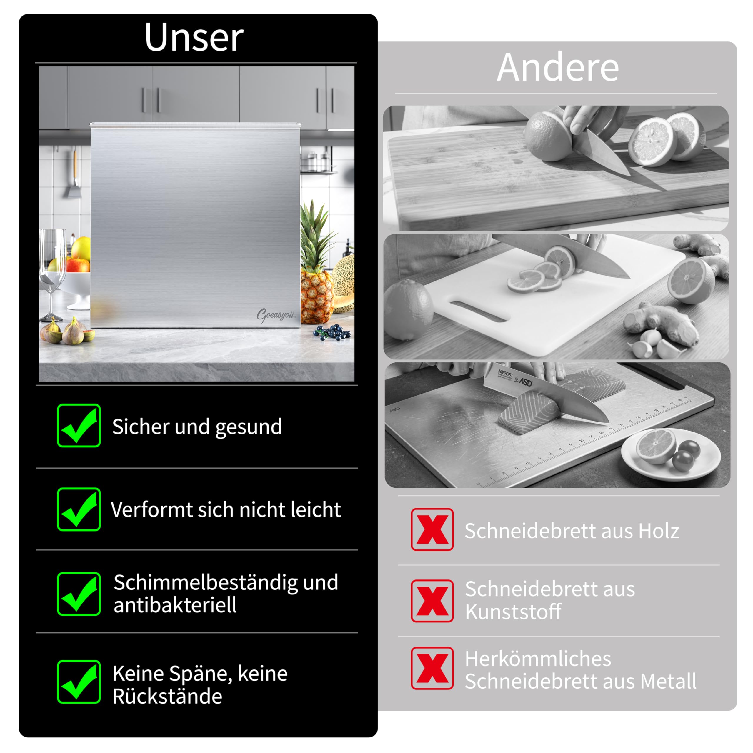 Arbeitsplatte Knetbrett Edelstahl Für Kneten & Backen, Nudelbrett, Backbrett mit Anschlagkante, Antibakteriell und Leicht zu Reinigen für Bäckerei, Restaurant und Bar, mit Falten und Etagere (50X40cm)