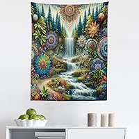 Vista 86 de Ambesonne Tapiz de isla tropical, olas del océano en la playa de Seychelles al atardecer horizonte, decoración de tela para colgar en la pared