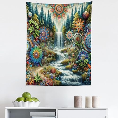 Miniatura 291 de Ambesonne Tapiz gótico, patio con hiedra encantada en la puerta antigua al bosque, colgante de pared ancho para dormitorio, sala de estar, 2-Verde