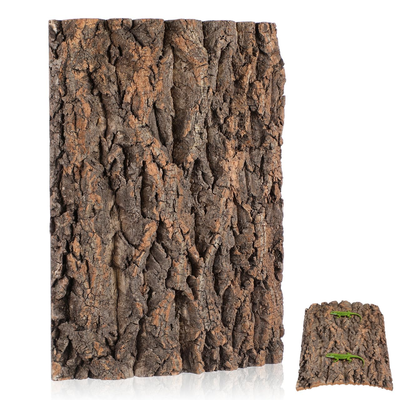 UKCOCO Cork Bark Reptile Background for Vivarium 15.75X11.81X0.79In Bark Sheet for Terrarium Decor Climbing Platform for Lizards Bearded Dragons Geckos Snakes