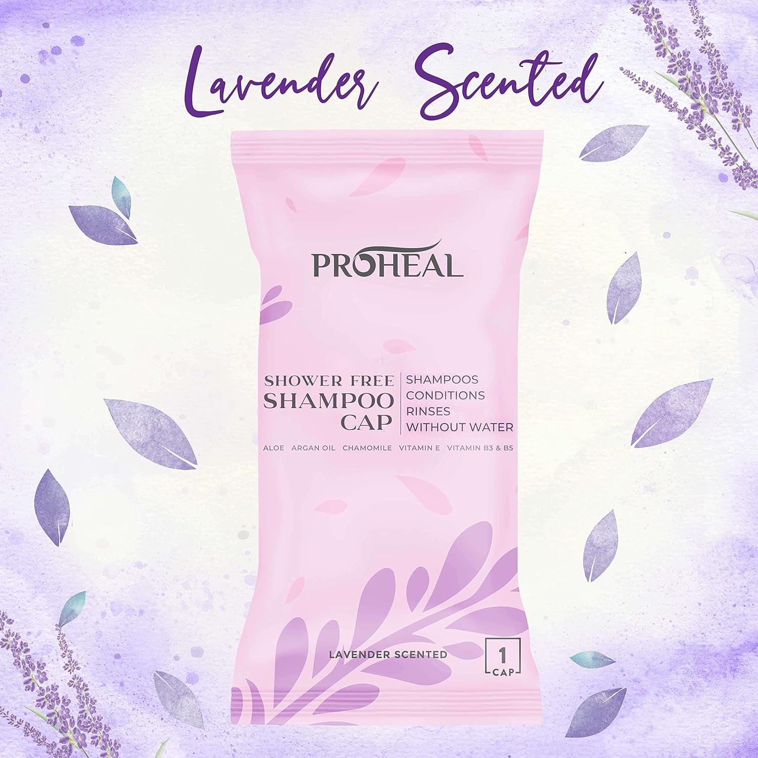 Lavender Scented Hypoallergenic Shower Free Shampoo Cap with Argan Oil