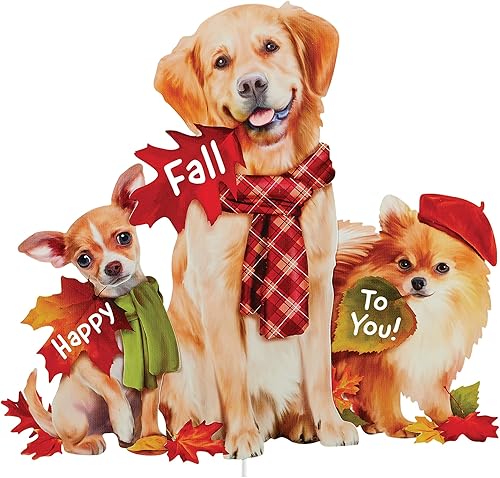 Collections Etc Happy Fall - Estaca de jardín para perros realistas