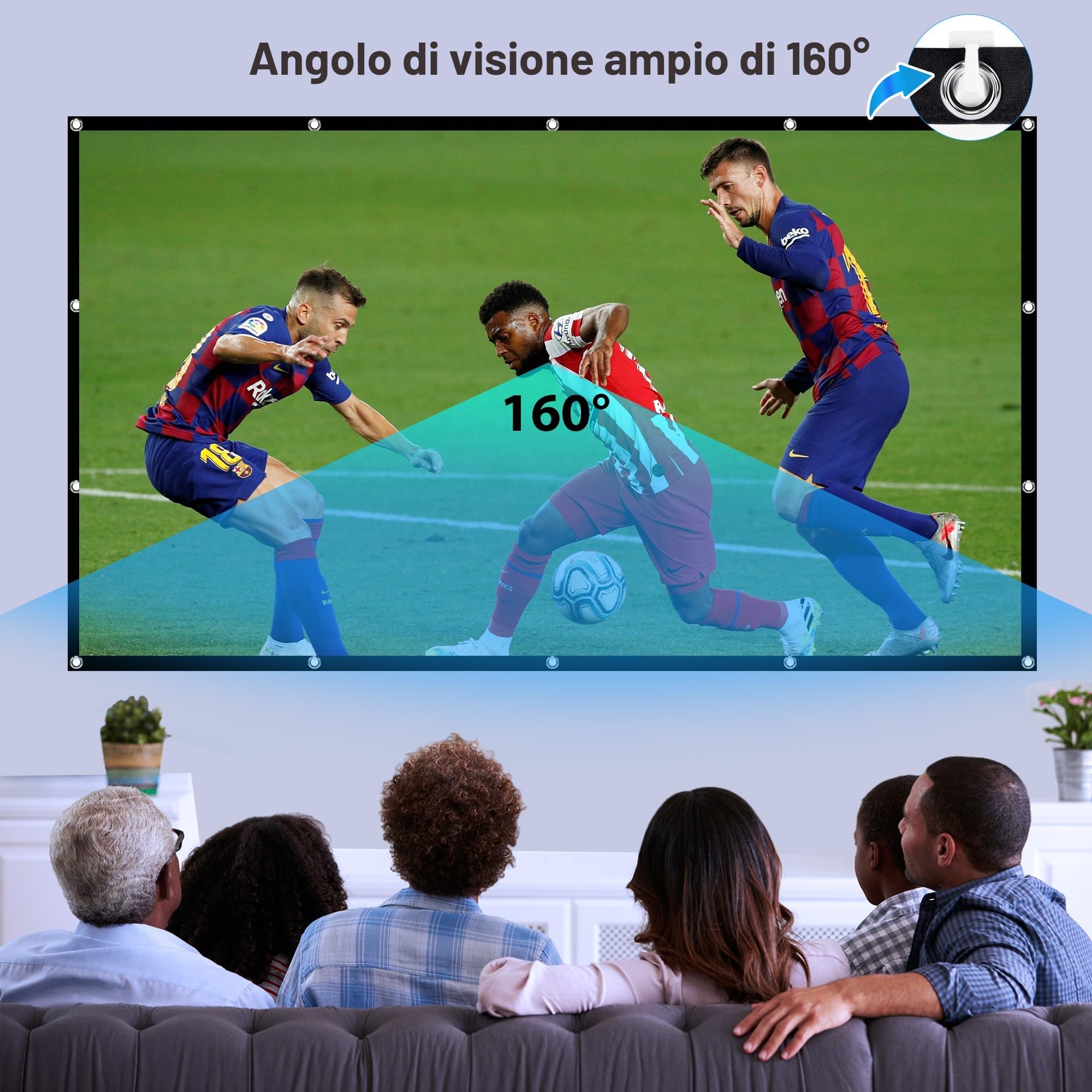 Schermo per Proiettore 100 Pollici, LEORFI Telo Proiettore Portatile 16:9 4K Full HD, Anti Rughe Pieghevole, 227x127 cm Schermo Doppia Faccia, Schermo di Proiezione per Esterni per Home theater