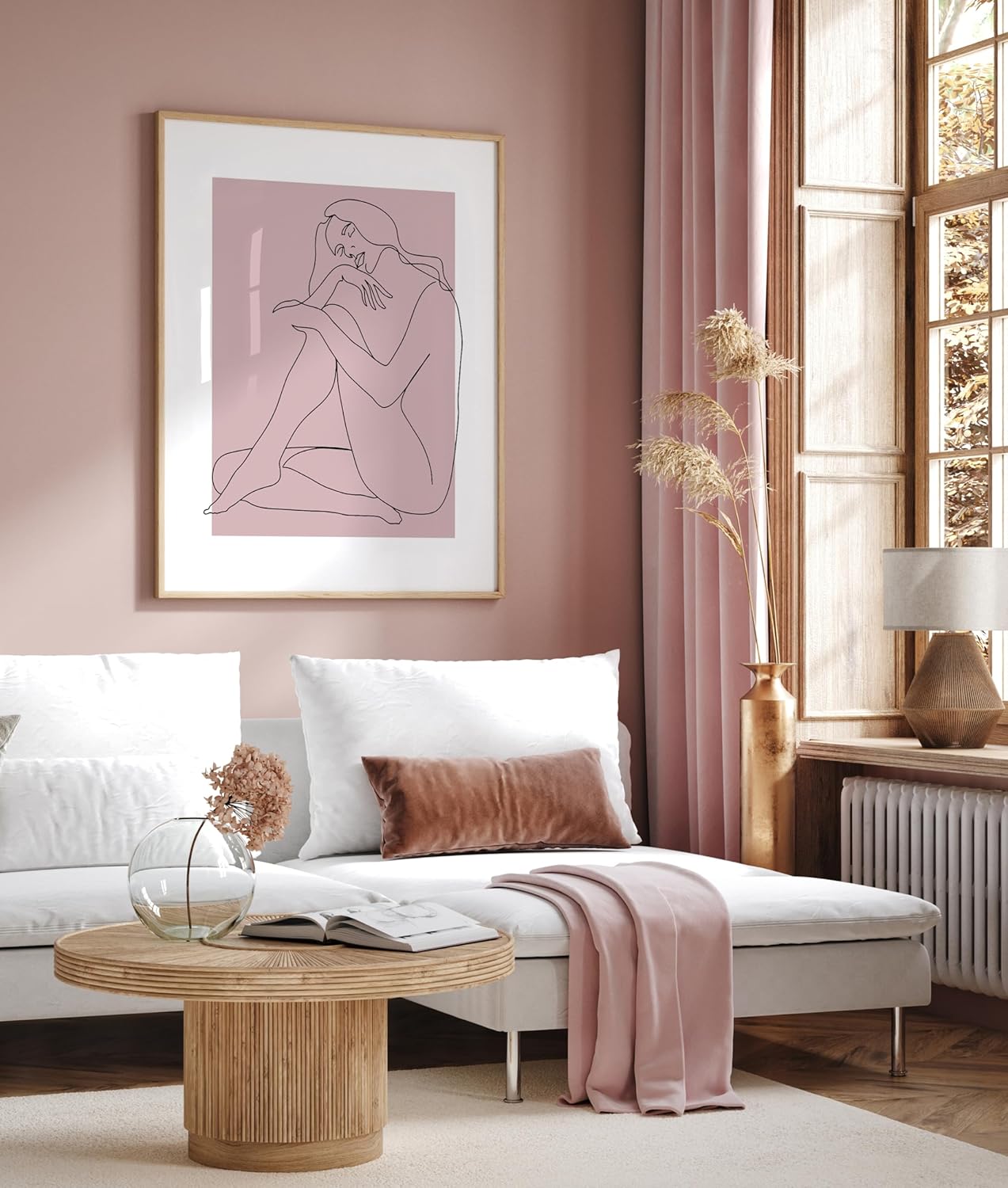 Monem Art Sitting Woman Poster - Naked Sketch Print - Line & Nude Sketch Illustration - Modern Design - Abstract Art - Minimal Design - Living Room or Bedroom - 18x24 UNFRAMED