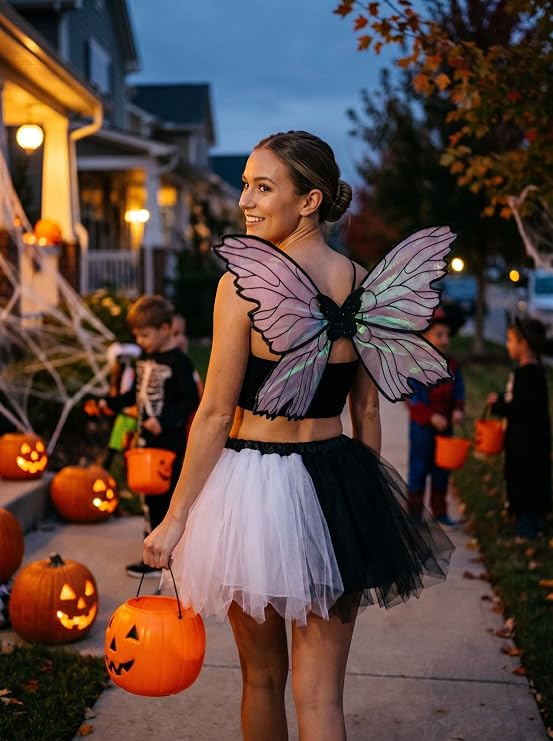 Fairy Wings for Adult Women with Tutu Skirt, Costume Set