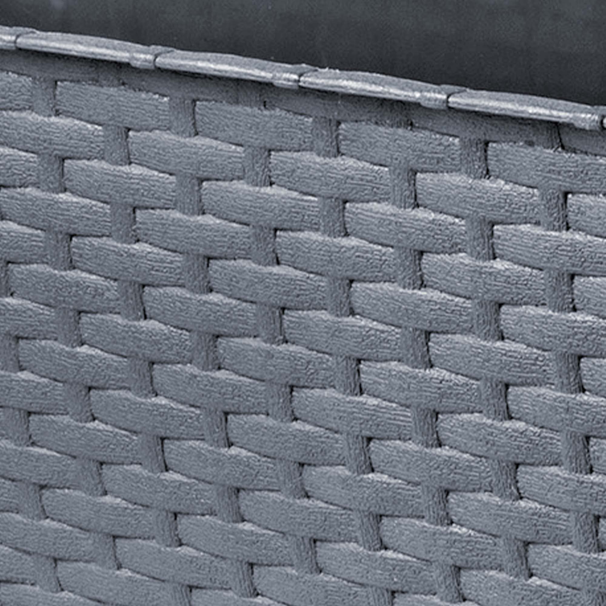 KADAX Macetas de Plástico Imitación Ratán, Maceteros Rectangulares con Platillos y Soportes para Exterior, Jardineras Colgantes (4: Grafito, 40 cm)