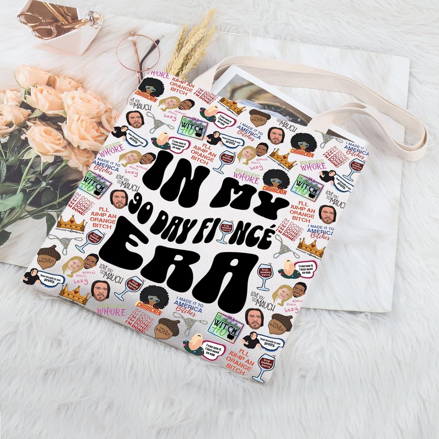 TIIMG Reality Show Inspired Gift Couples Variety Show Gift Novelty TV Series Lover Tote Bag image 3