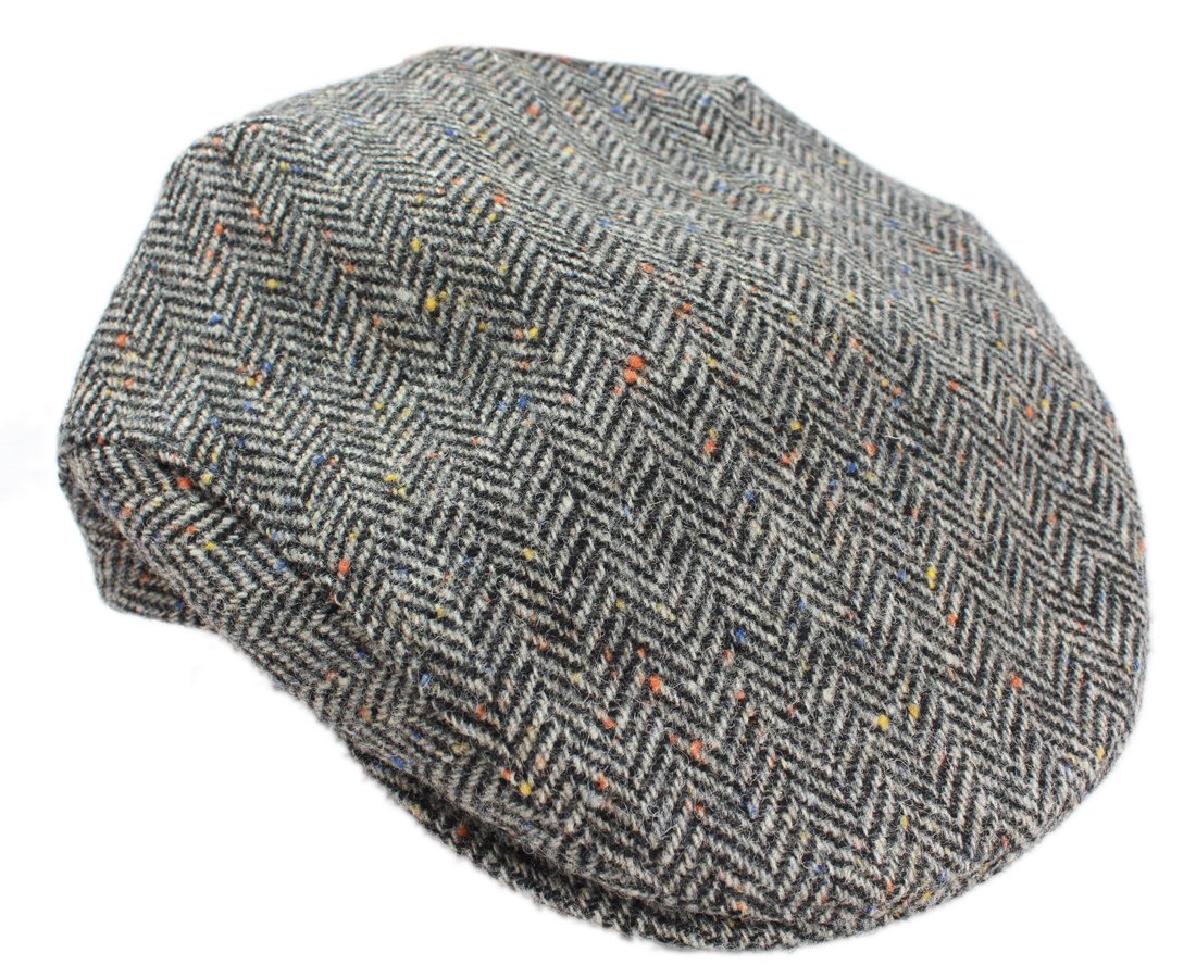 Mucros Irish Tweed Cap Grey Herringbone Extra Large