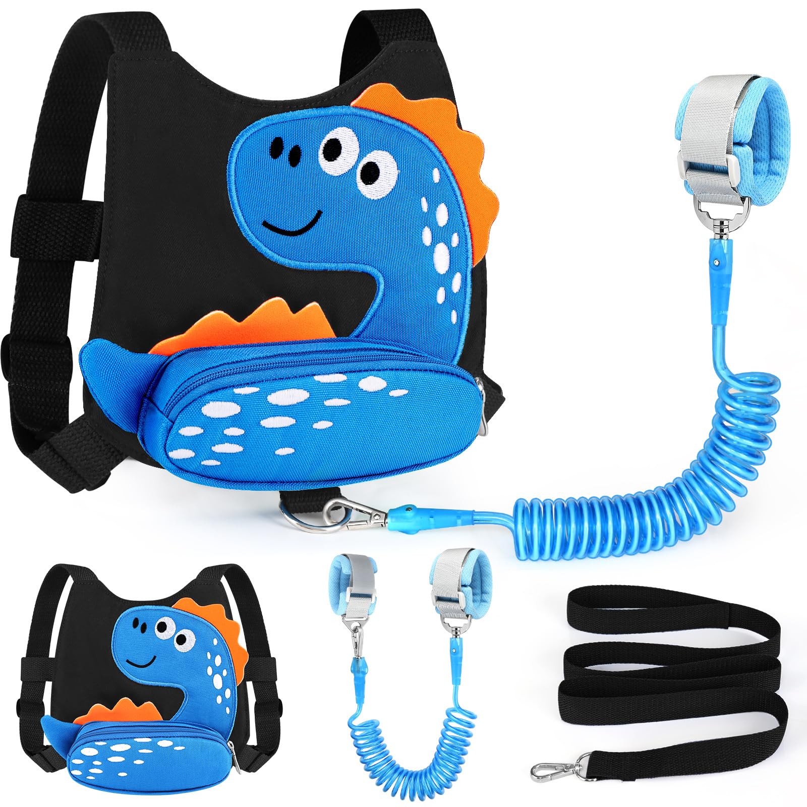 Arnés con correa Accmor para niños pequeños con muñequera antipérdida, diseño de dinosaurio, correas para niños, arnés para caminar para bebés, correa de muñeca para mantener al niño cerca para viajes de niños.