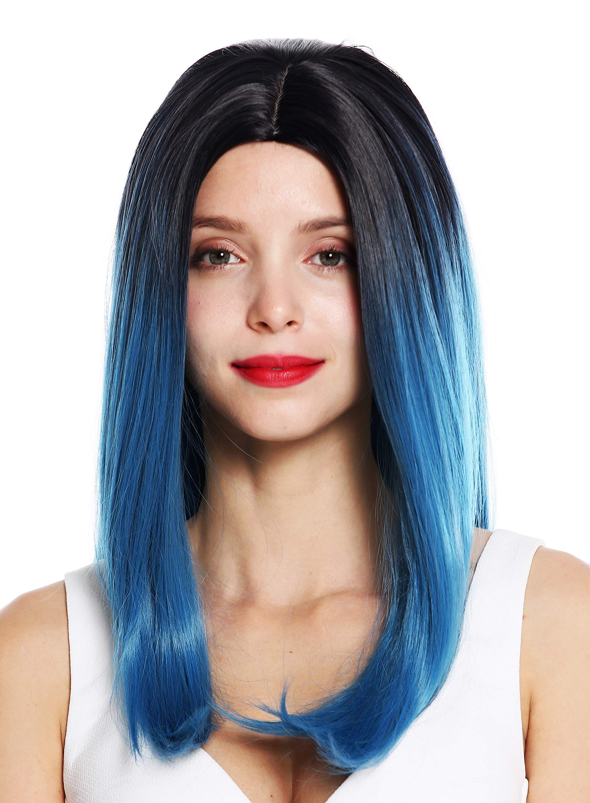 WIG ME UP, 1362-4330/2913 women's quality wig long sleek middle parting ombre black blue, Blue-black mix (4330/2913) - Image 2