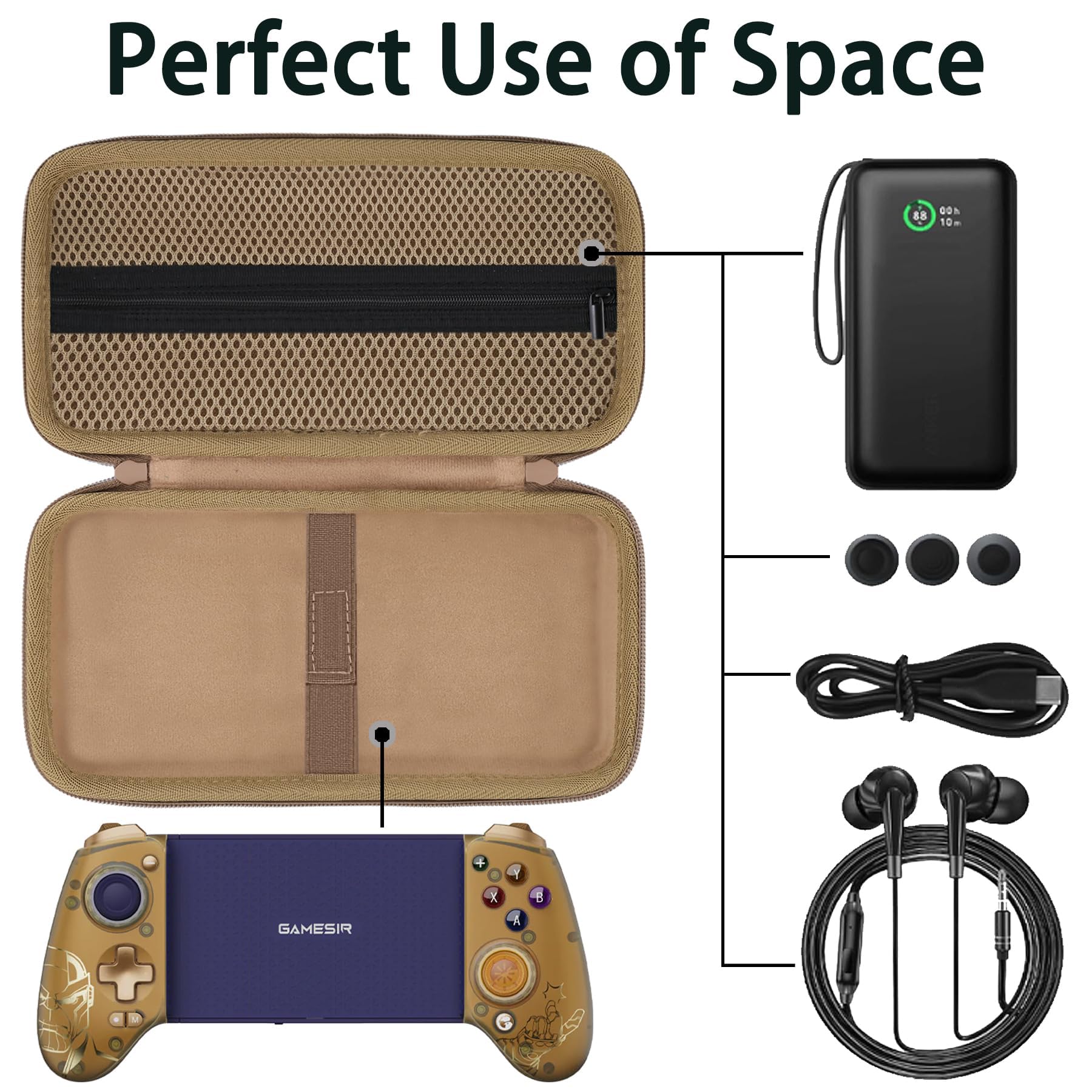 Aenllosi Étui Rigide Compatible avec GameSir G8 Plus Bluetooth Mobile Manette, Non Compris GameSir Manette, Or Sable (Étui Uniquement) [PlayStation]