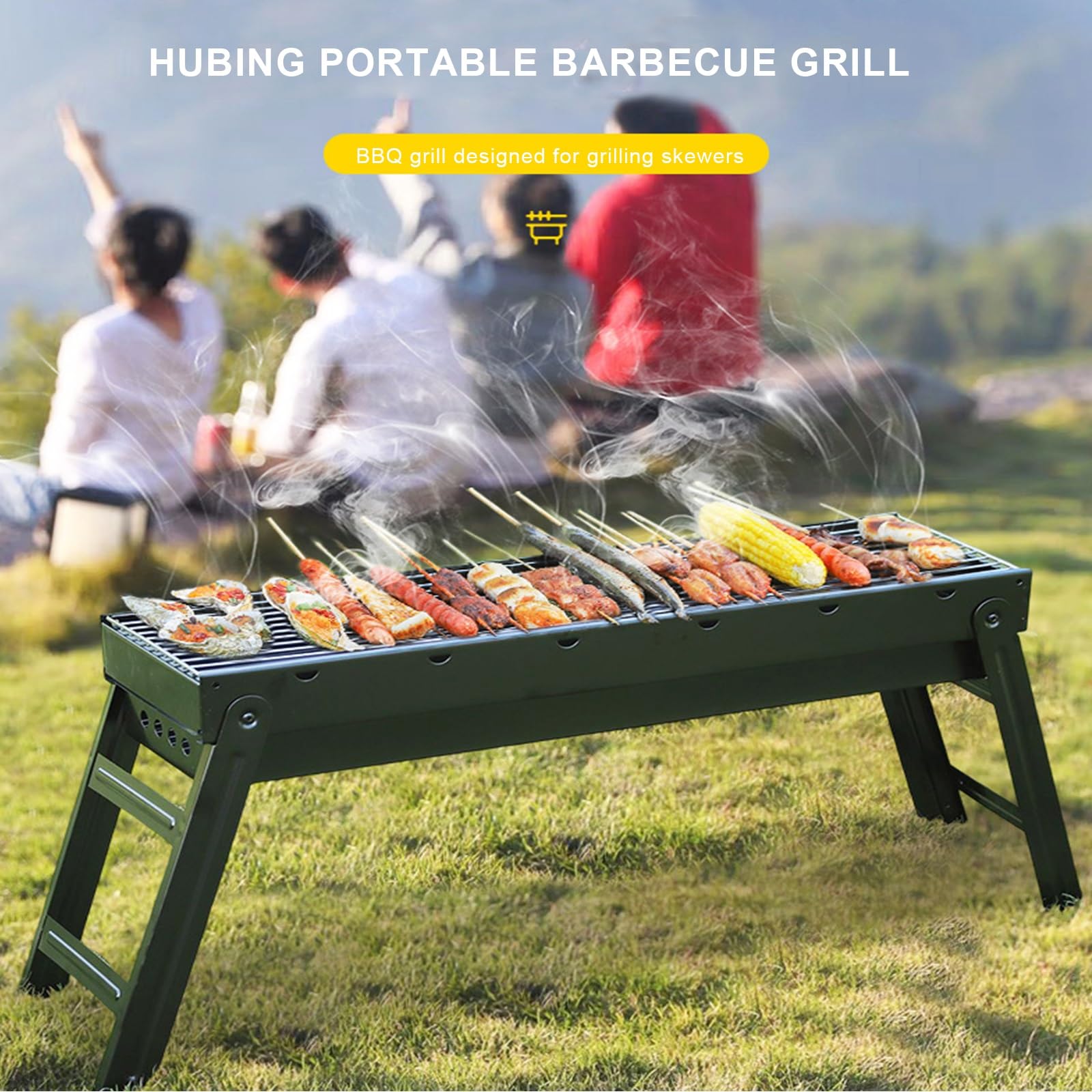 Asador Barbacoa, Barbacoa Plegable, Portátil, Ligera, Parrilla Ahumadora, Camping, Senderismo, Picnic, Fiesta De Fiesta (Size : B)