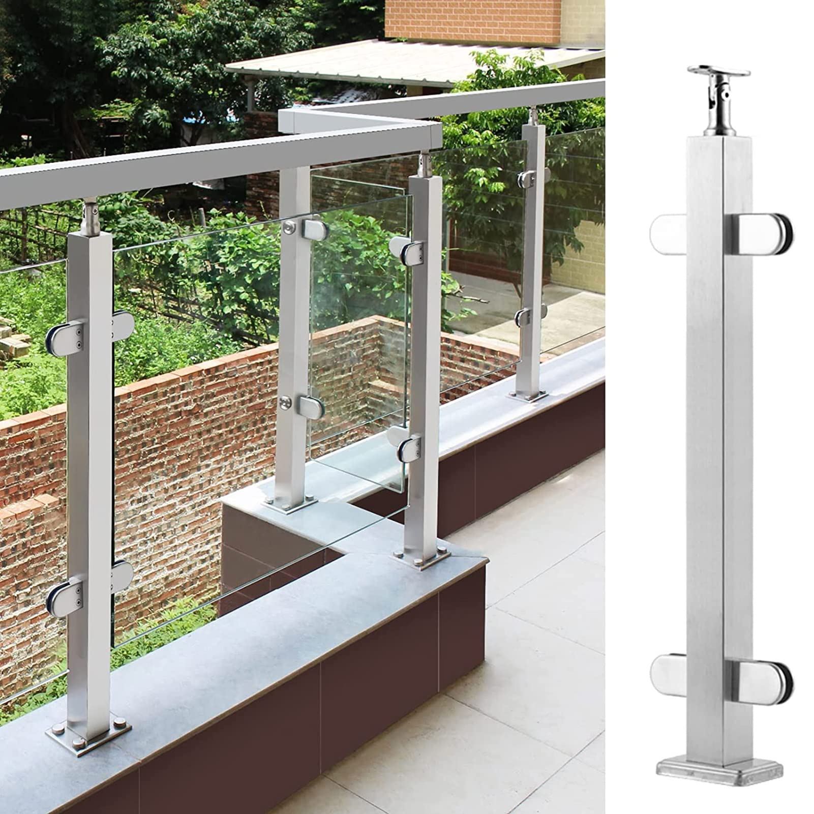 Poteau de clôture extérieur pour balcon et escalier avec fentes de fixation