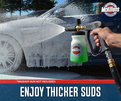 Miniatura 8 de McKillans Pistola giratoria PRO + cañón de espuma (mes ancho), pistola de lavado a presión corta con giratorio, mango de alta presión, dispensador