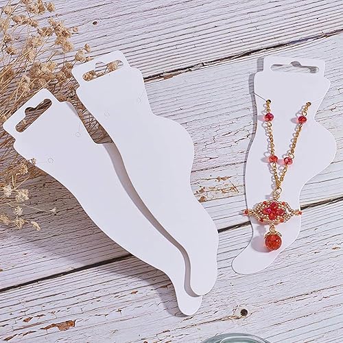 Miniatura 3 de 100 unidsset tobillera tarjeta de visualización de papel kraft cadenas de pie titular de etiquetas DIY tobillera en blanco tarjetas joyería piezas