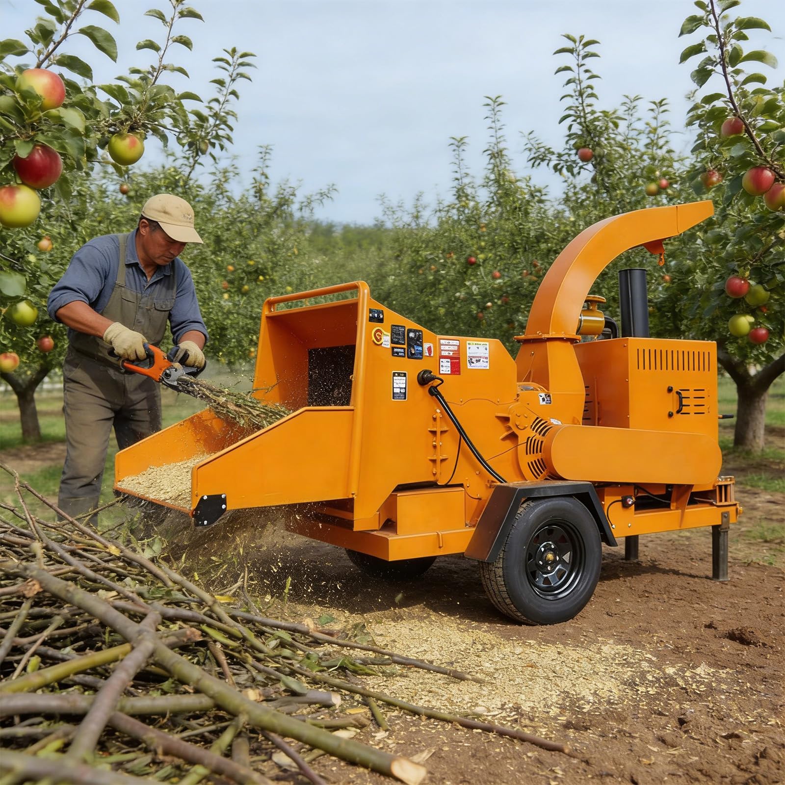 Tracked Wood Chipper Shredder Machine Industrial Grade Wood Chipper Machine for Rough Terrain - Powerful Branch & Log Shredder Machine with Manganese Steel Blades and Reinforced Traction
