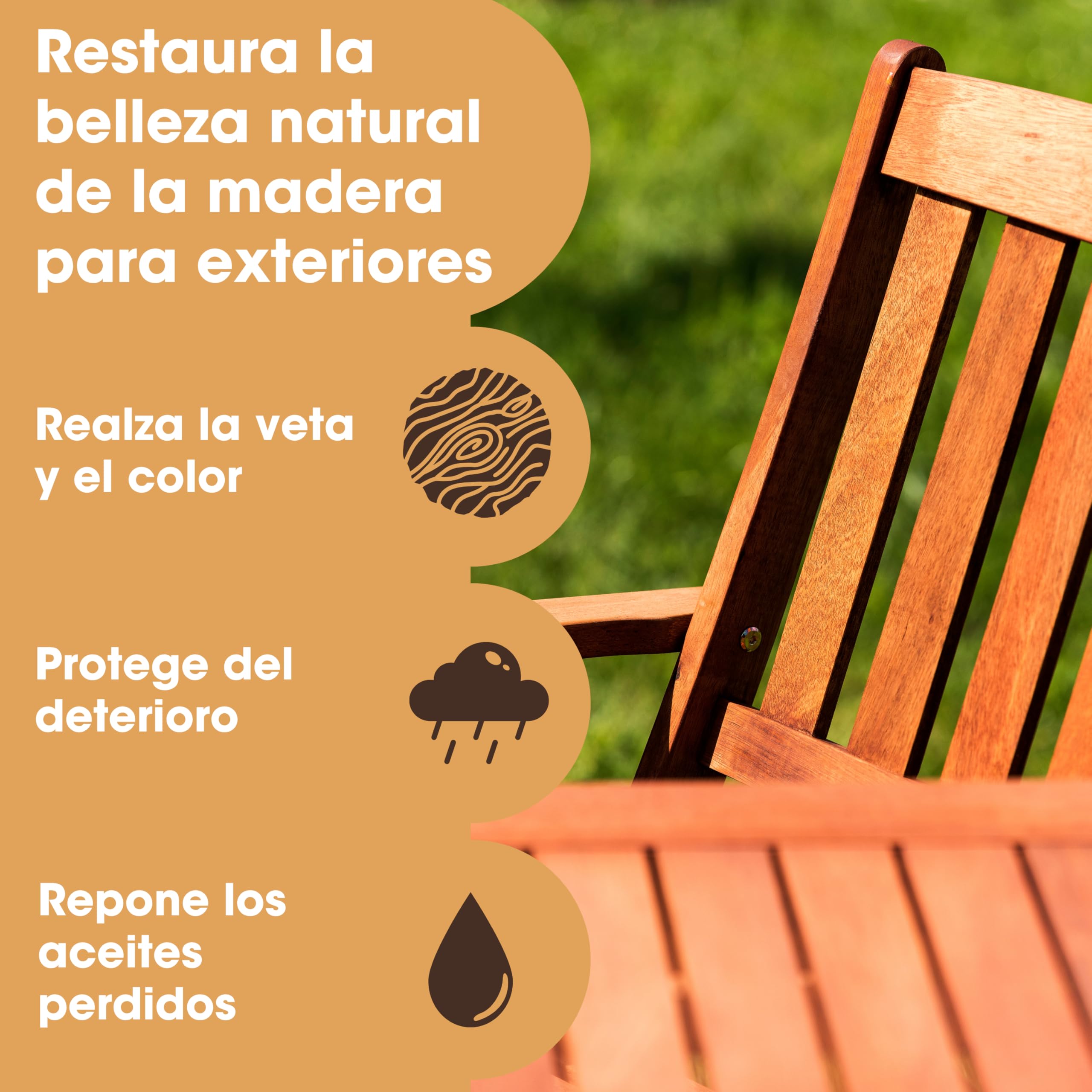 Aceite de teca para madera Furniture Clinic – 500 ml – Restaura y previene la sequedad en muebles de madera de exterior e interior – Tratamiento protector y restaurador de secado rápido