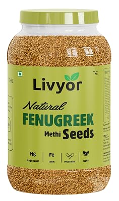 Livyor Natural Fenugreek/Methi Seeds - 1kg Fresh | Rich in Magnesium | Iron | Vitamins | Fiber | Methi Dana | Pack of 1