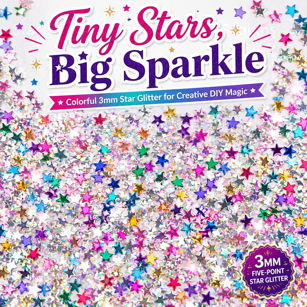 Art Craft Glitter, confeti con purpurina en forma de estrella para manualidades, decoración del hogar, manualidades, festivales de fiesta, arte de uñas, 0,35 oz (10 g) (plata)