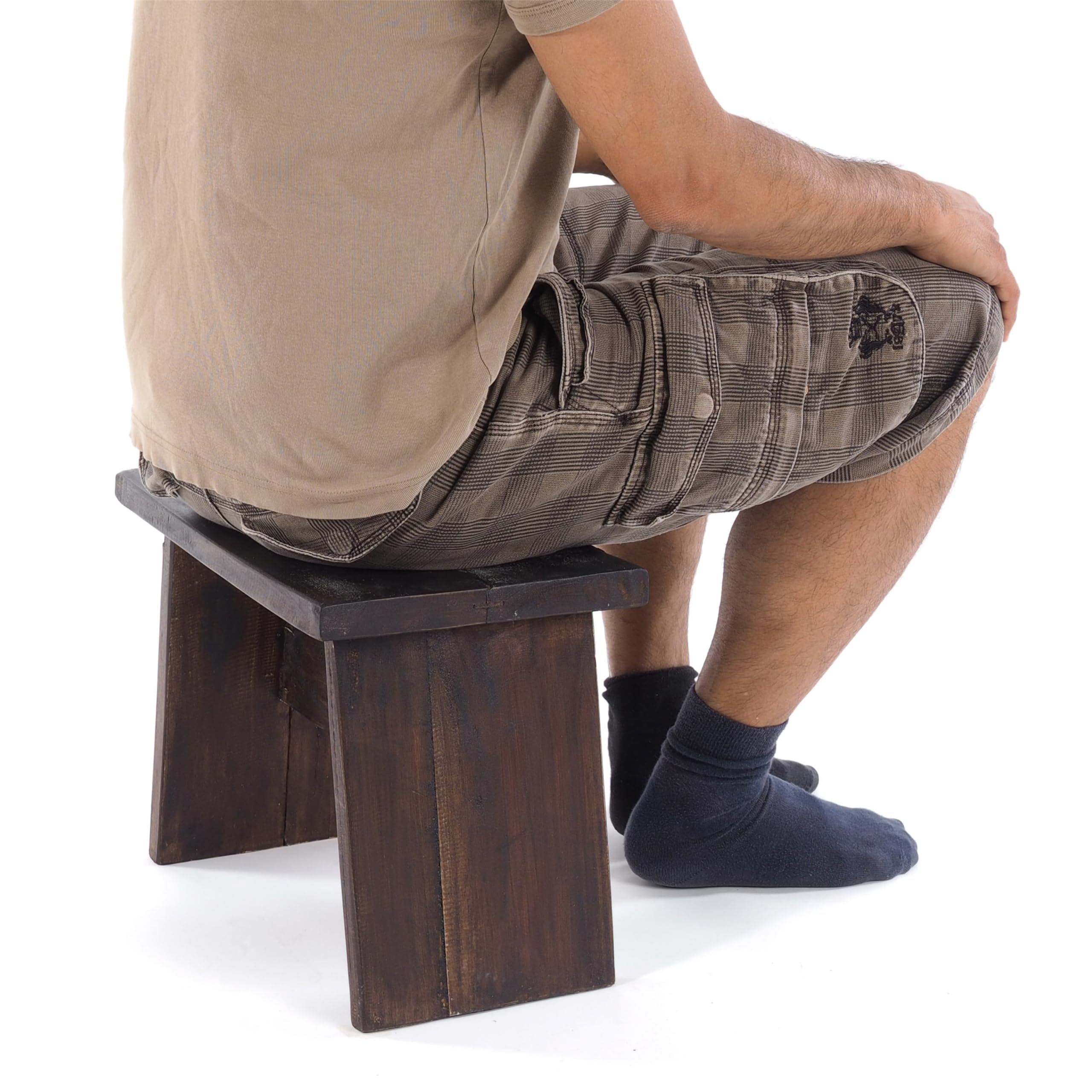 DESIGN DELIGHTS Banquette rustique Schemel 100 cm | acajou massif, 40 x 31 x 25 cm (l x H x P) | Repose-pieds, tabouret décoratif en bois | Couleur : 03 marron foncé