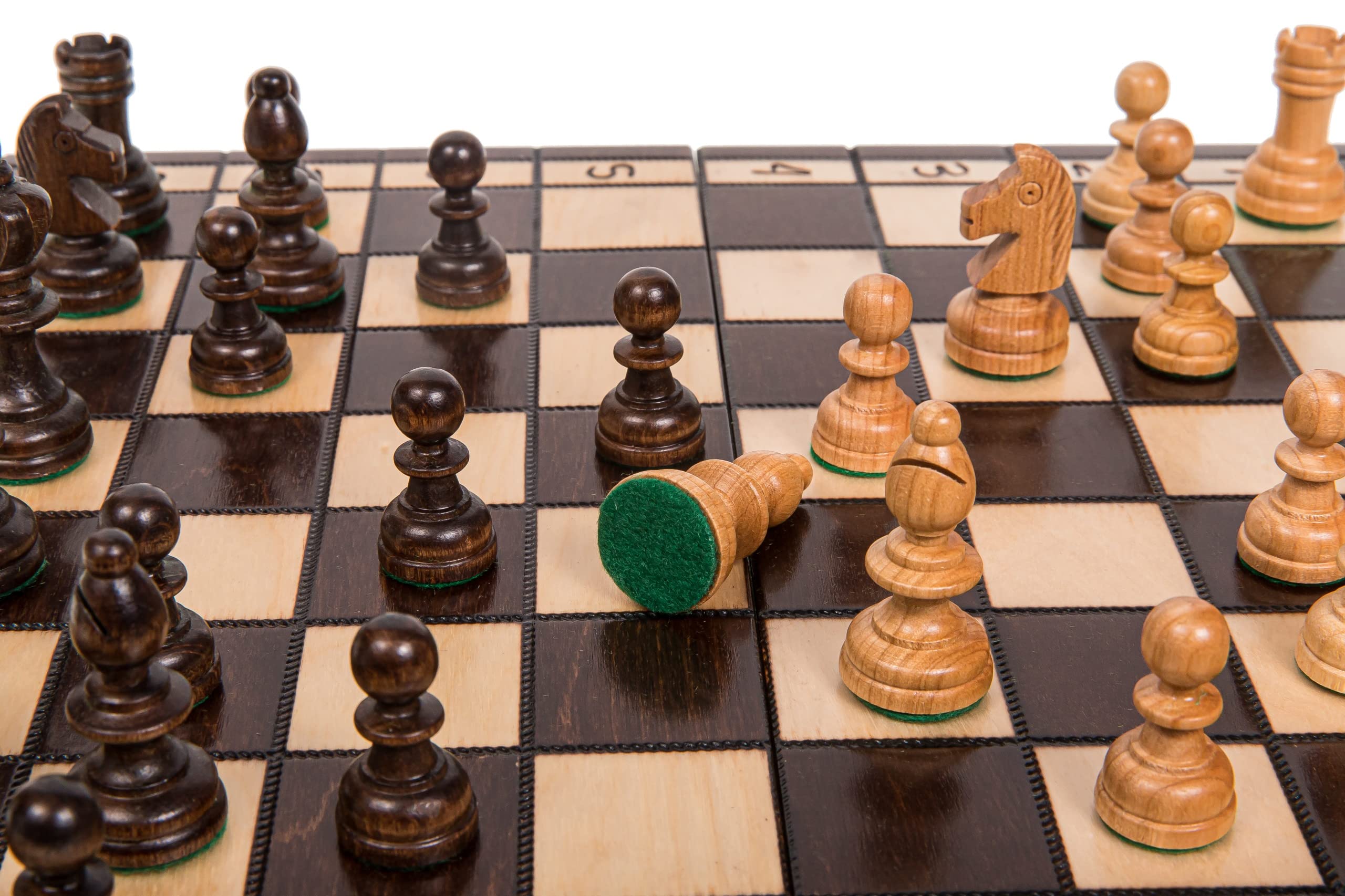 Square - Spiel aus Holz 2-1 | Schachspiel + Damespiel L - Brett - 35 x 35 cm - Schachfiguren aus Kirscheholz