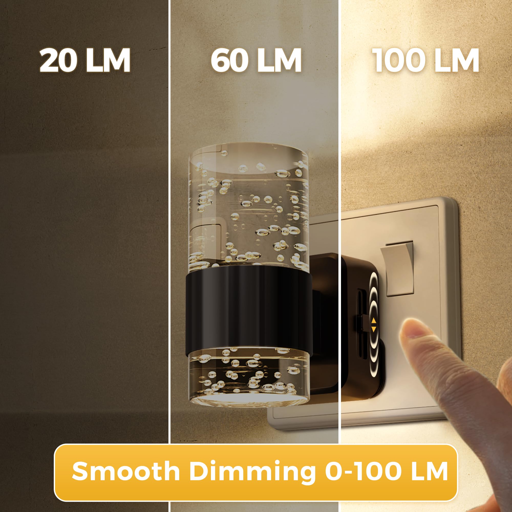 LOHAS-LED Night Light Plug in Wall, Acrylic Night Light, Dusk to Dawn Sensor, Adjustable Brightness 0-100LM, Warm White 3000K - Image 3