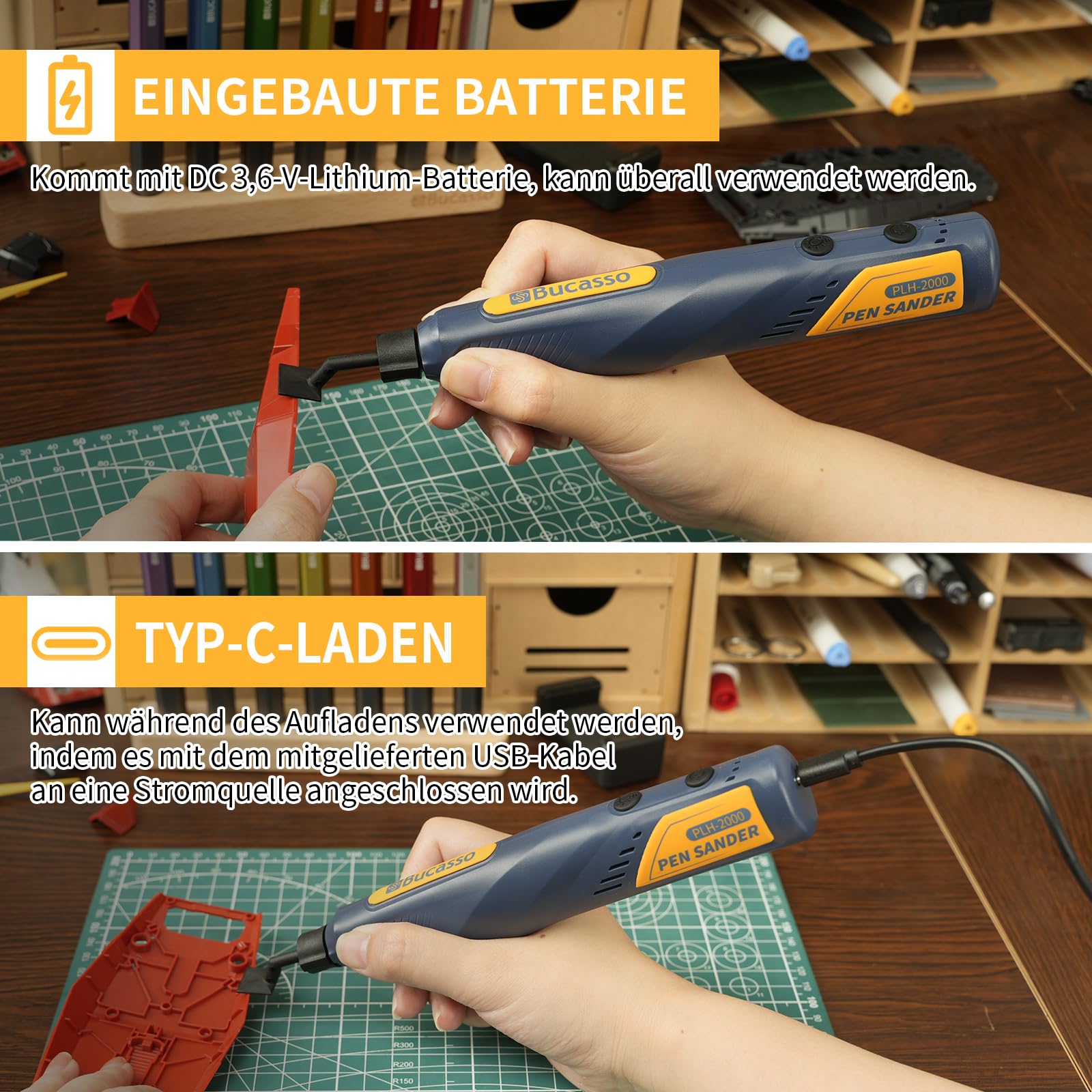 Schnurloser Stiftschleifer, 5 Geschwindigkeiten und USB-Aufladung mit LED-Licht, Mehrzweck-Elektrowerkzeug, Mini-Schleifmaschine zum Schleifen, Polieren, Finishen, DIY-Handwerk