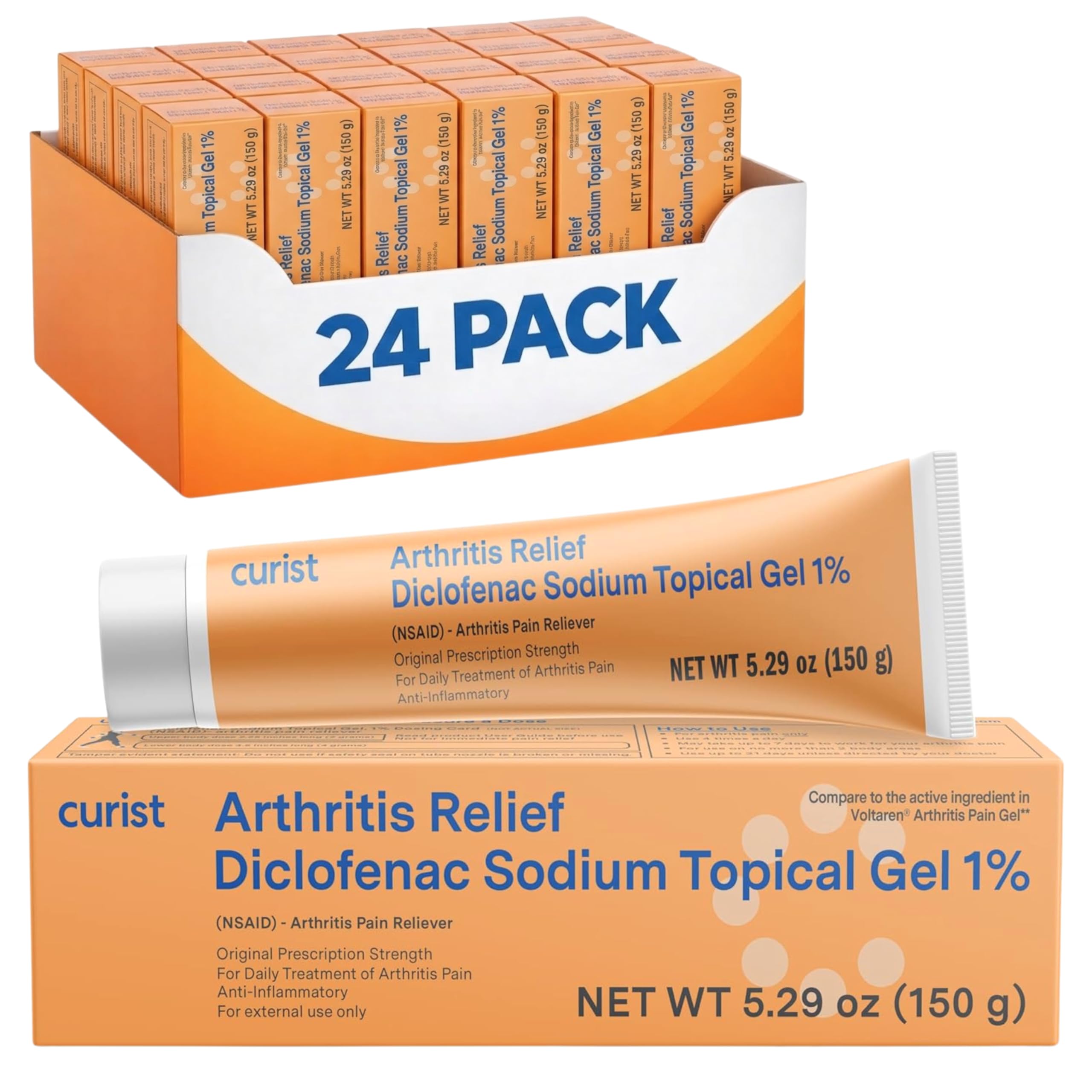Curist Diclofenac Sodium Topical Gel 1% Bulk (24 Pk x 150g 5.29 oz) Case
