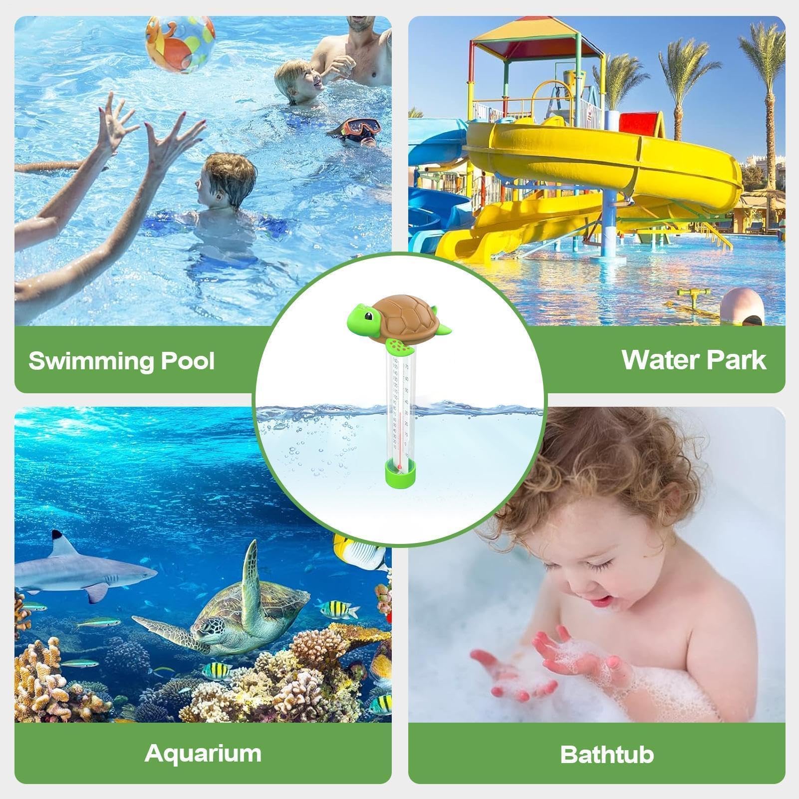 Capteur de température de l'eau avec jouet de piscine double transparent et moniteur de température - Pour baignoire, piscine, spa, douche et maison