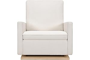 babyletto Cali Performance Eco-Weave Glider in Cream with Lightwood Base