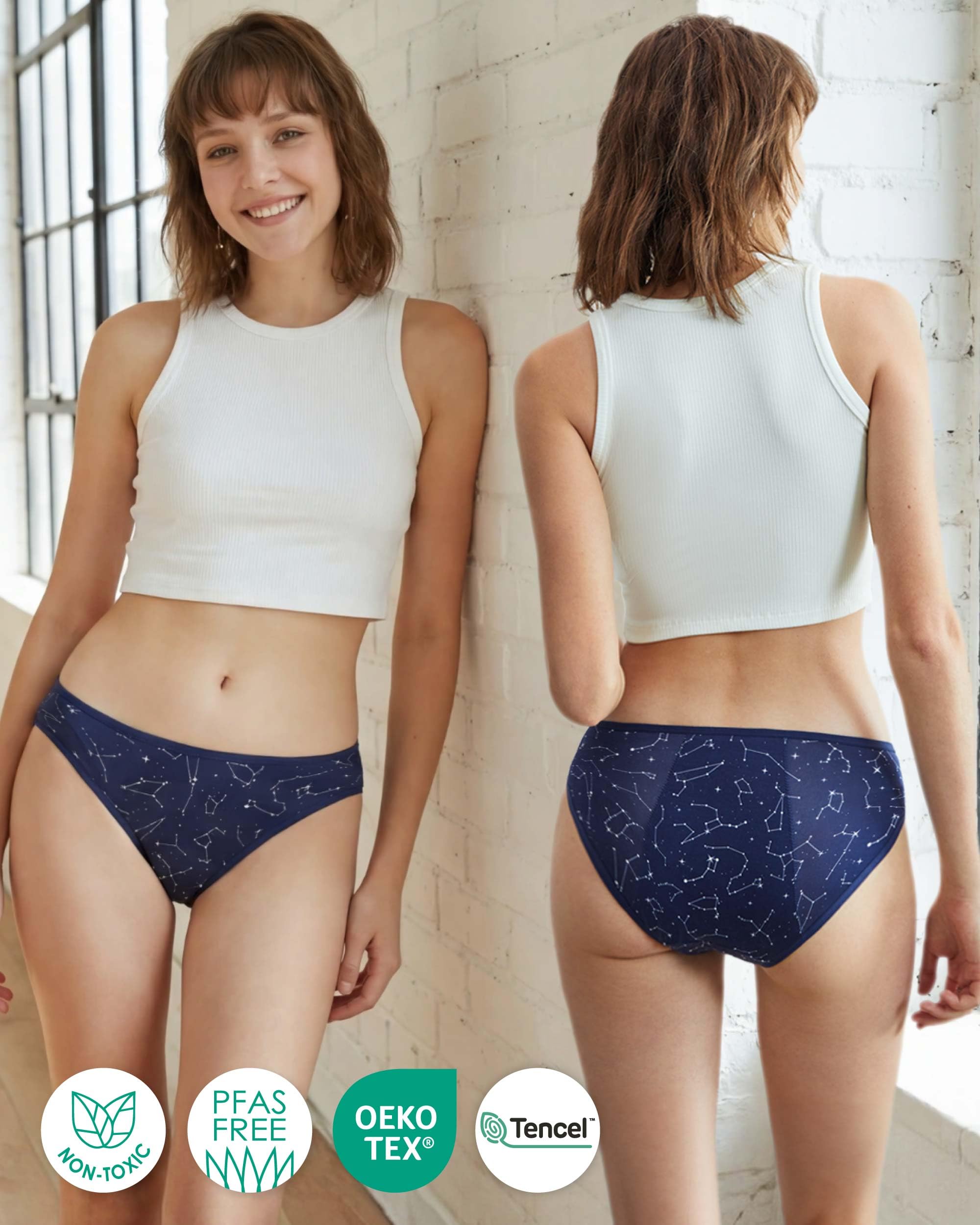 Neione Culotte Menstruelle Flux Très Abondant pour Femme Slip Brésilien Anti-Fuite en Modal