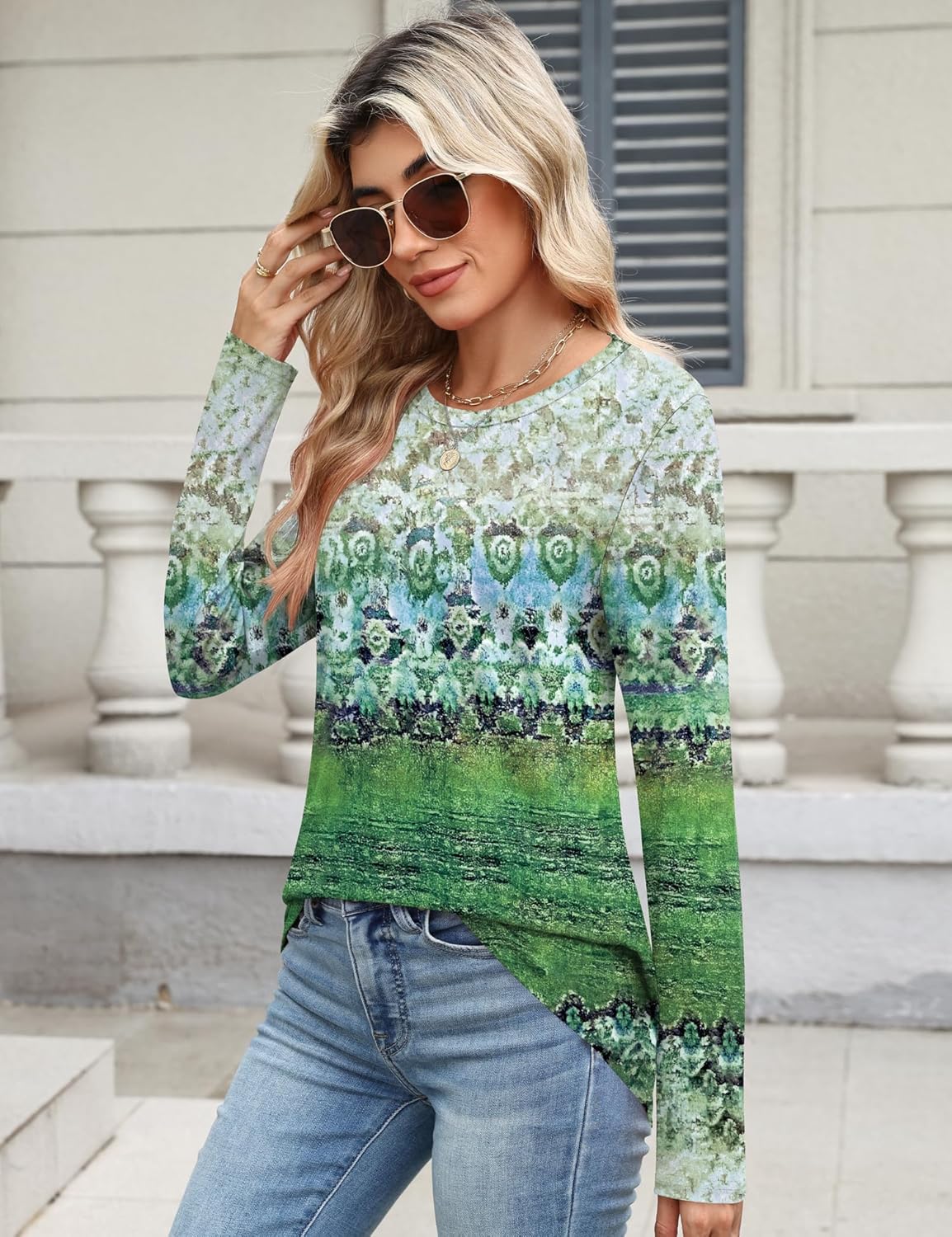 TCOT Women Long Sleeve Crew Neck Tee Tops Trendy Casual Dressy Blouses Spring Clothes Pullover Shirts - Image 4