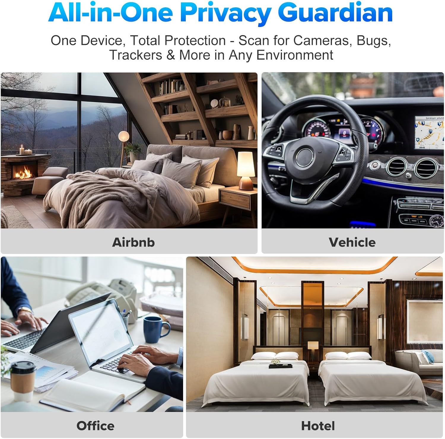 Hidden Camera Detector, Anti-Spy RF Signal Finder, GPS Tracker Detector, Wireless Bug Detector for Hotels, Bathrooms, Home, Office, Travel, and Privacy Protection