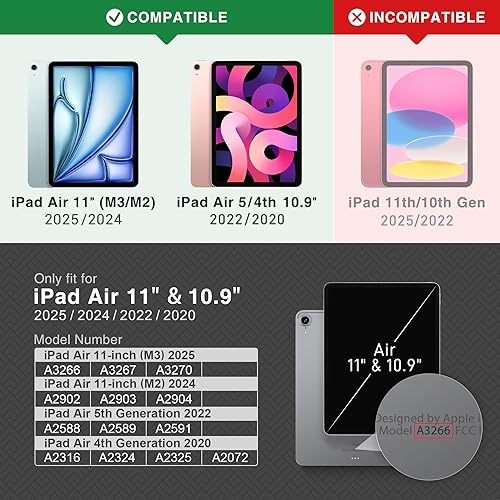 Miniatura 2 de KingBlanc Funda para iPad Air de 11 pulgadas (M3 2025M2 2024) 76 generación, iPad Air de 54 generación (10.9 pulgadas, 20222020) con soporte para